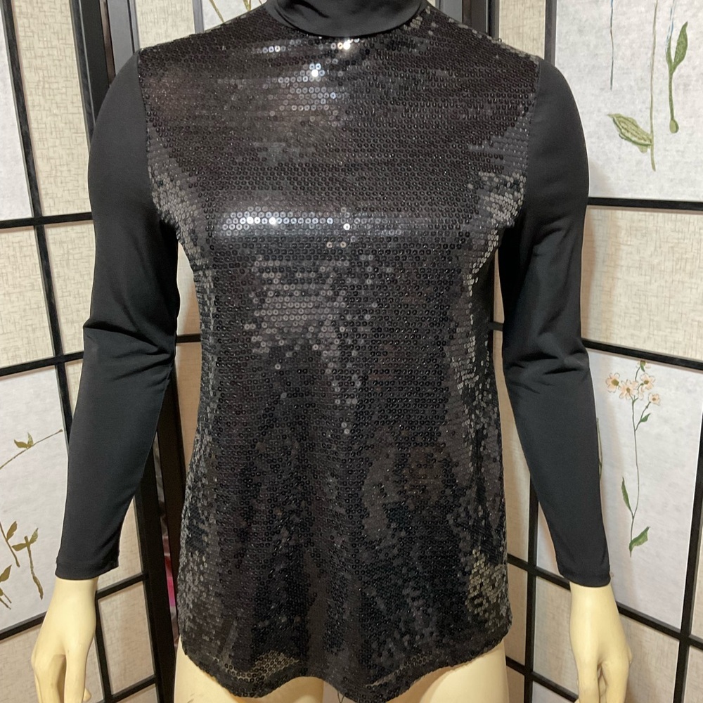 Slinky Brand Sequined Turtleneck Top - Picture 3 of 7